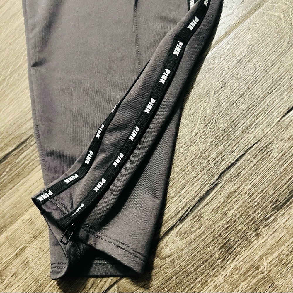 Victoria’s Secret PINK Women's Active Sz XXL Gray Track Pants Logo Zip Ankles - Picture 5 of 7